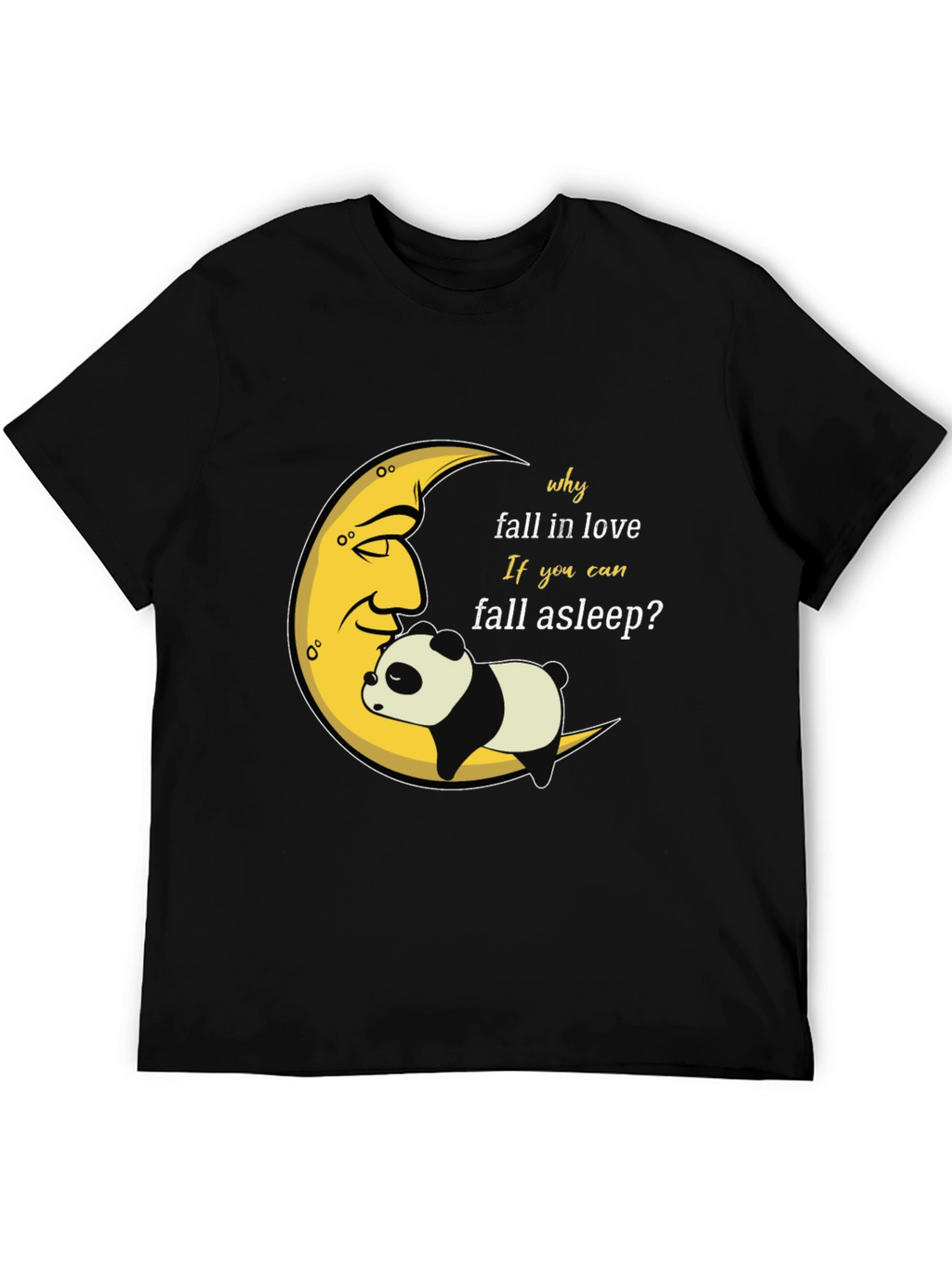 Sleepy Panda Moon Graphic Black T-Shirt