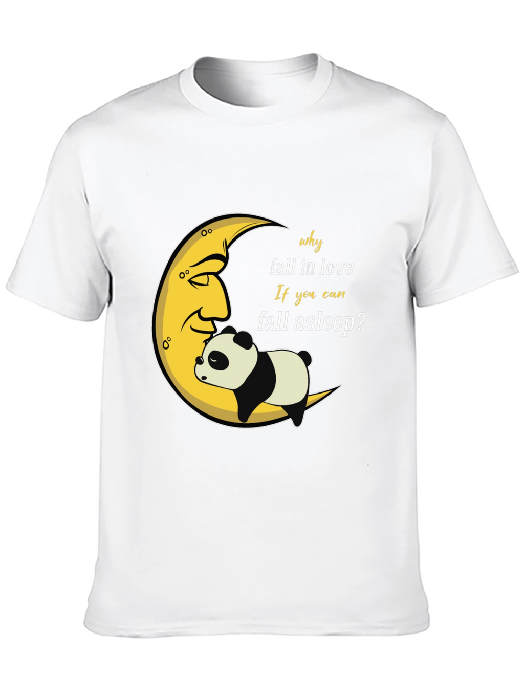 Sleepy Panda Moon Graphic Black T-Shirt