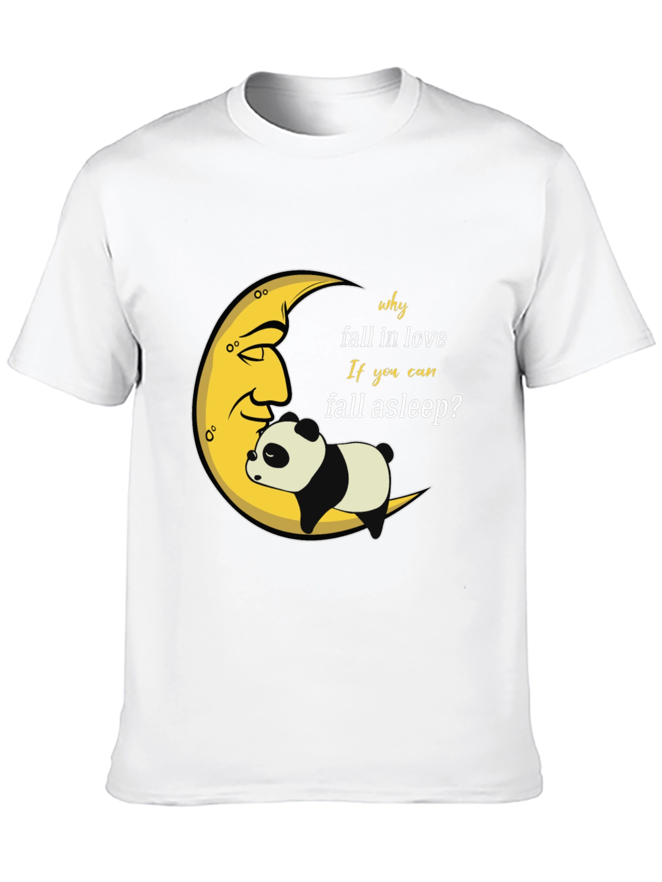 Sleepy Panda Moon Graphic Black T-Shirt