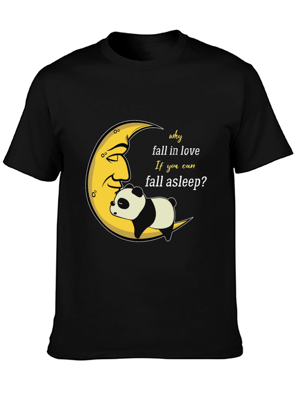 Sleepy Panda Moon Graphic Black T-Shirt