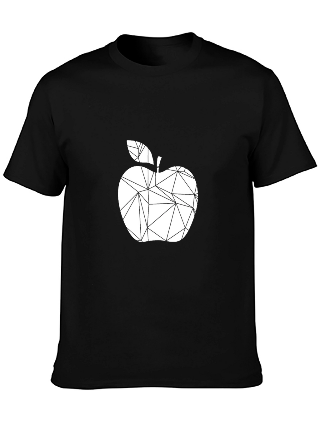Geometric Apple Graphic Black T-Shirt