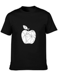 Geometric Apple Graphic Black T-Shirt