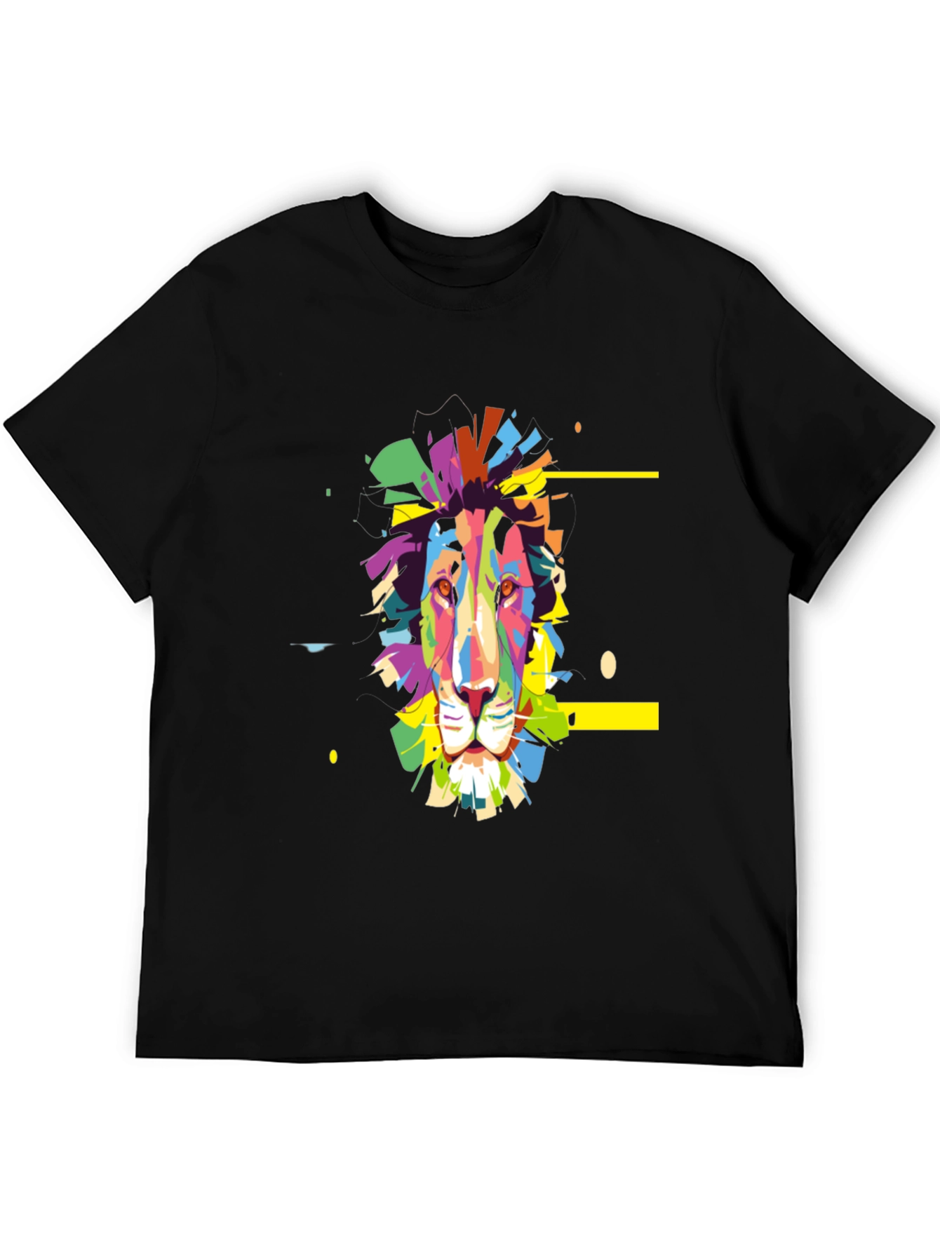 Colorful Lion Graphic Print Tee - Black