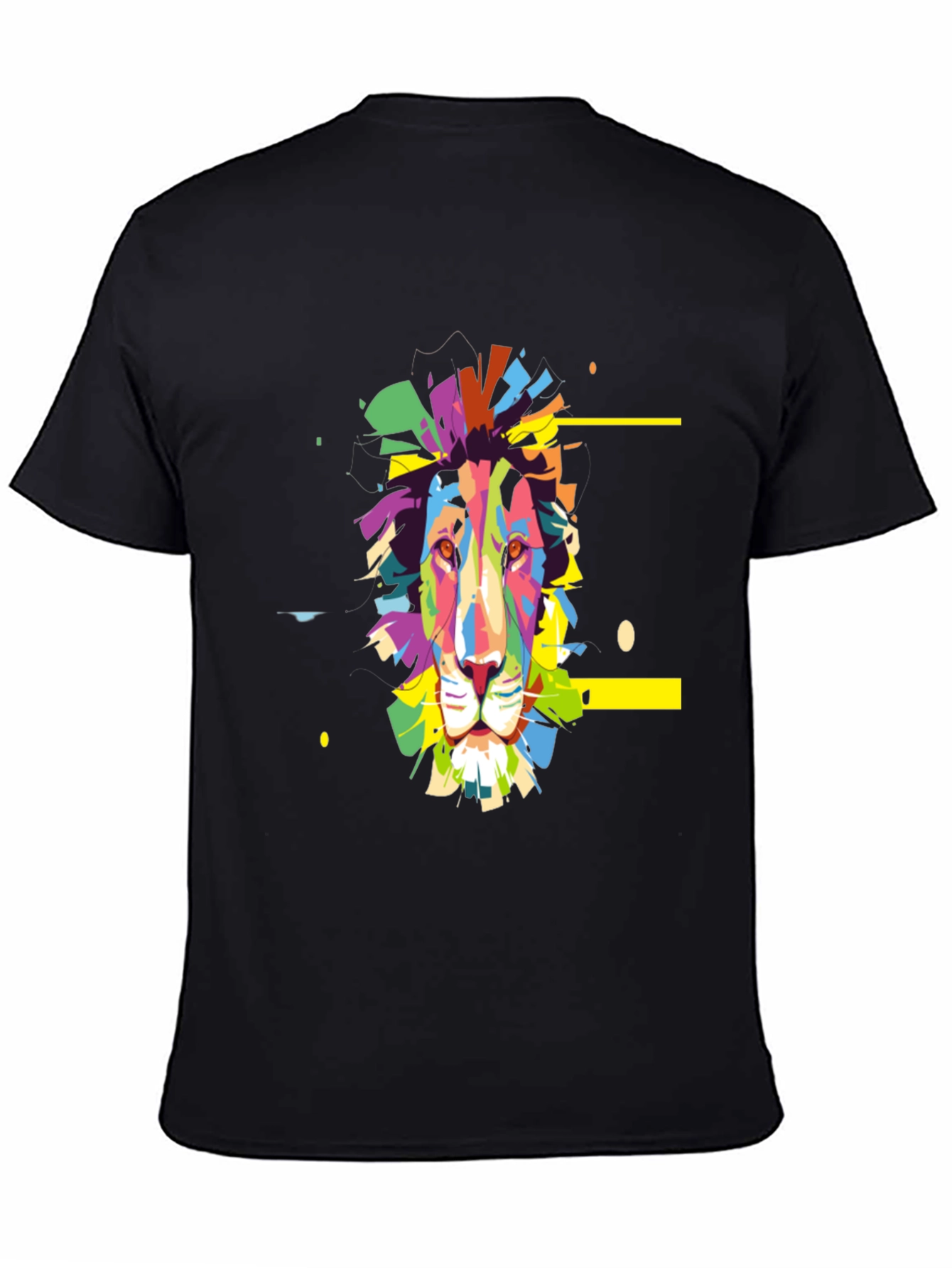 Colorful Lion Graphic Print Tee - Black