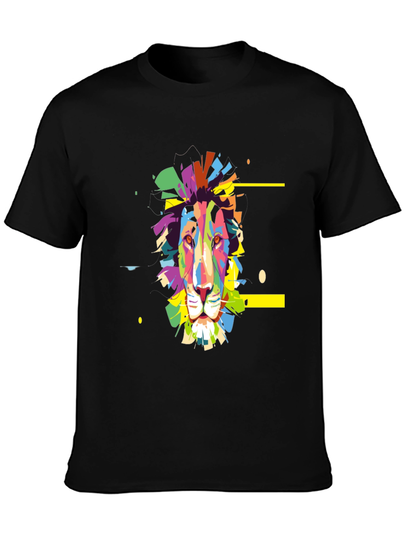 Colorful Lion Graphic Print Tee - Black