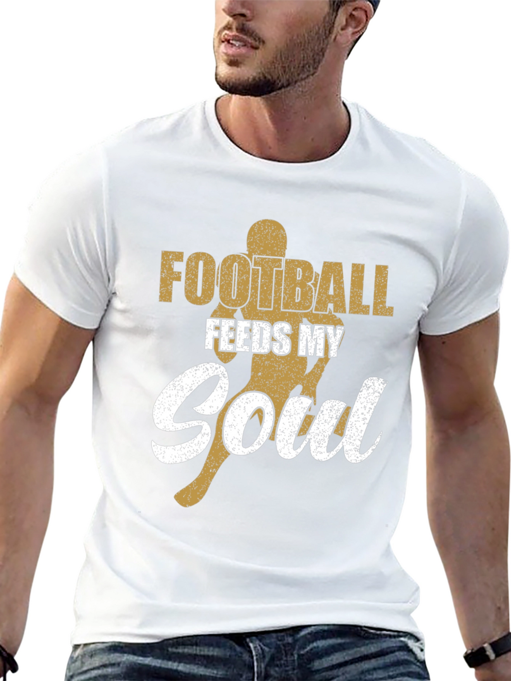 Football Feeds My Soul Graphic Tee - Black
