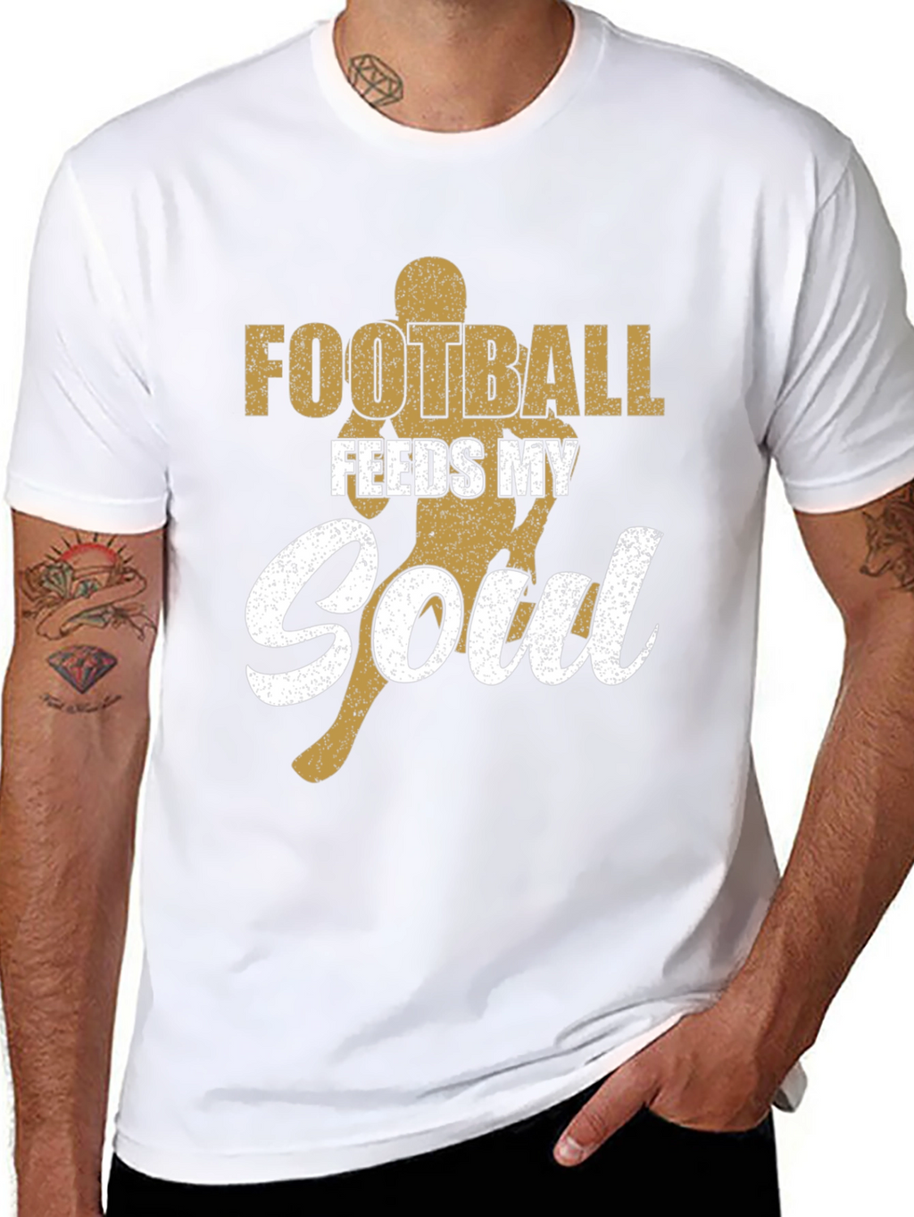 Football Feeds My Soul Graphic Tee - Black
