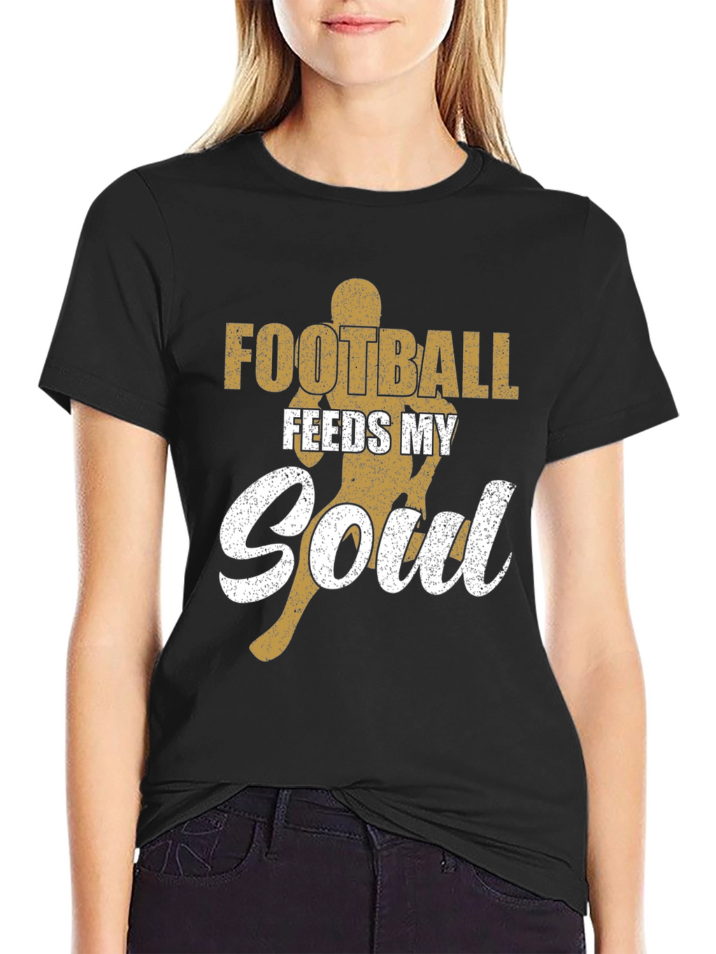 Football Feeds My Soul Graphic Tee - Black