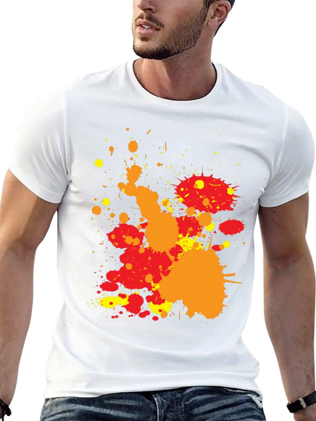 Abstract Splatter Print Black Casual T-Shirt