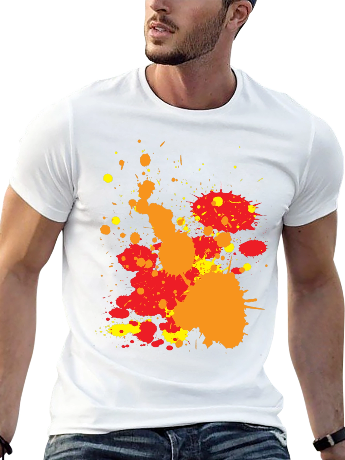 Abstract Splatter Print Black Casual T-Shirt