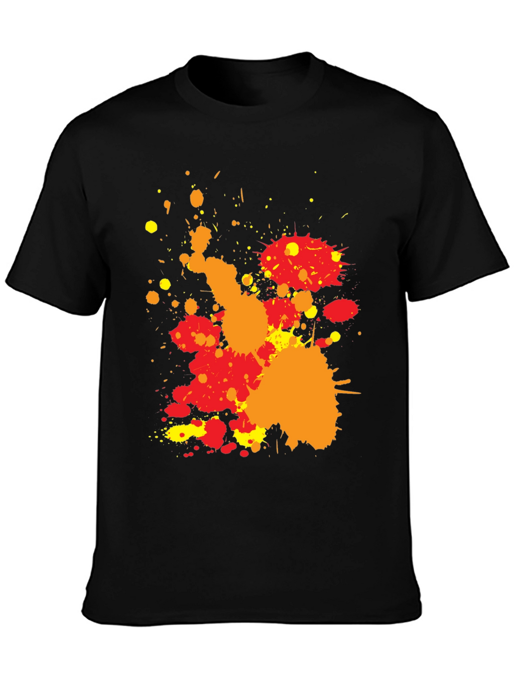 Abstract Splatter Print Black Casual T-Shirt