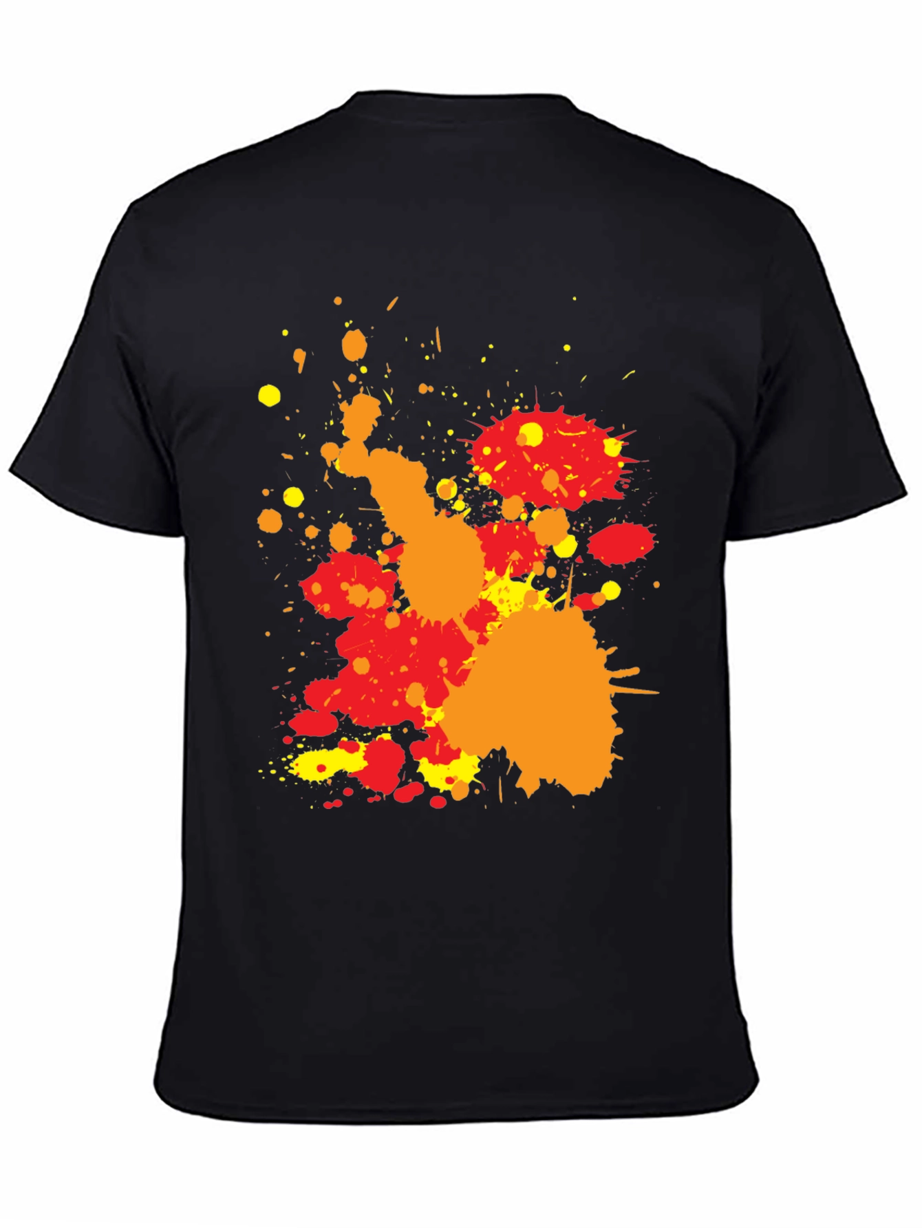 Abstract Splatter Print Black Casual T-Shirt