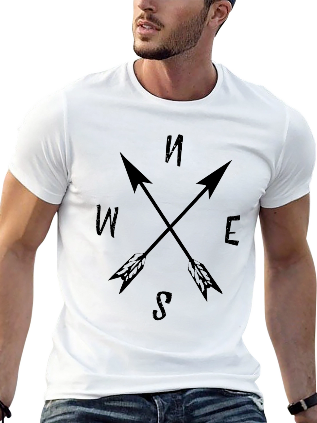Compass Arrow Tee - Black Graphic T-Shirt
