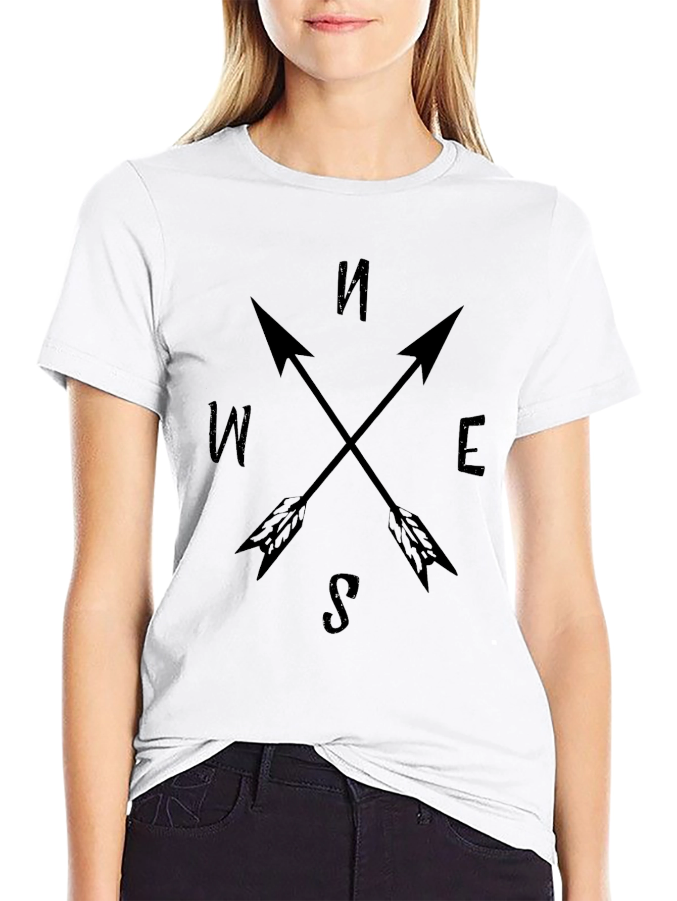Compass Arrow Tee - Black Graphic T-Shirt