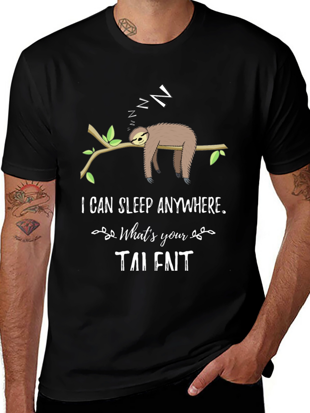 Funny Sloth Sleeping T-Shirt - I Can Sleep Anywhere