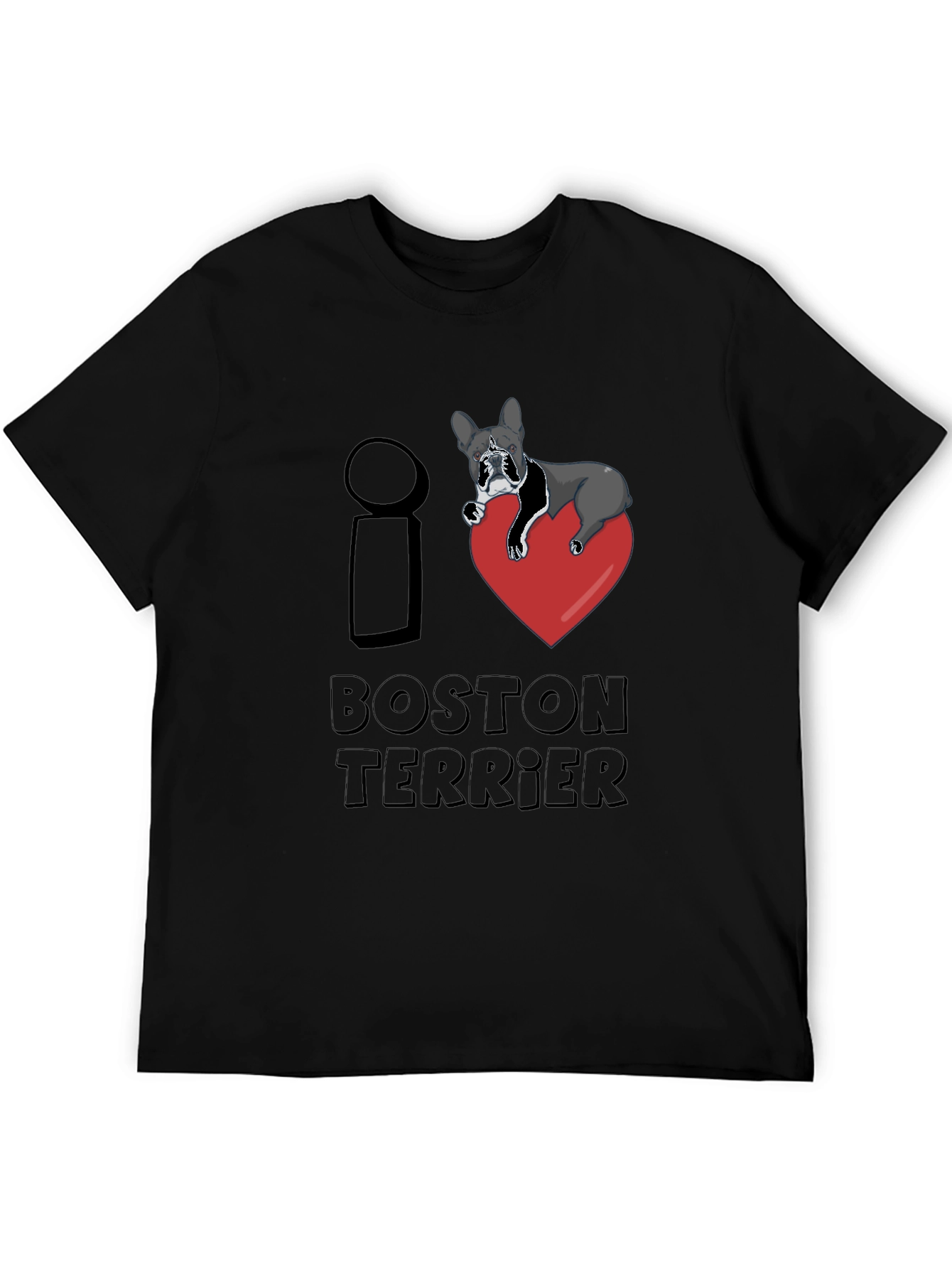 I Love Boston Terrier Black T-Shirt