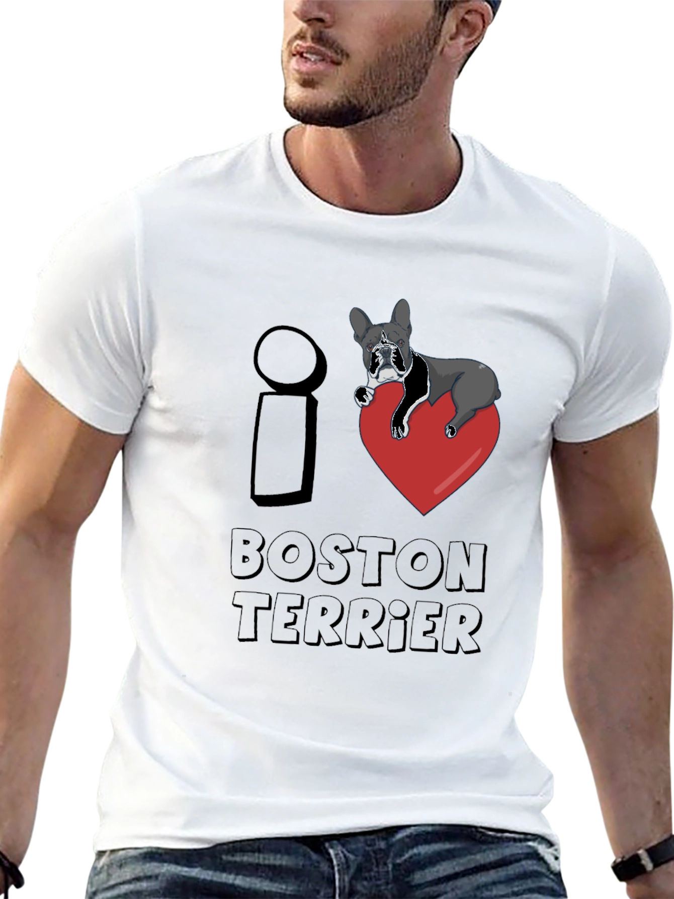 I Love Boston Terrier Black T-Shirt
