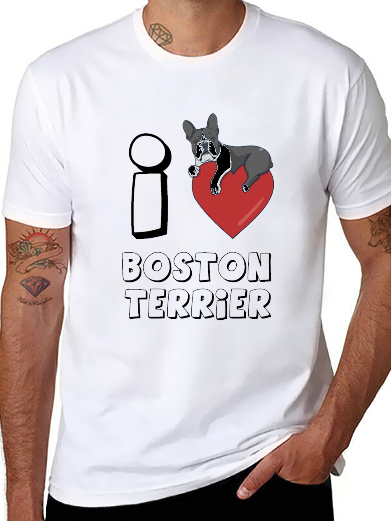I Love Boston Terrier Black T-Shirt