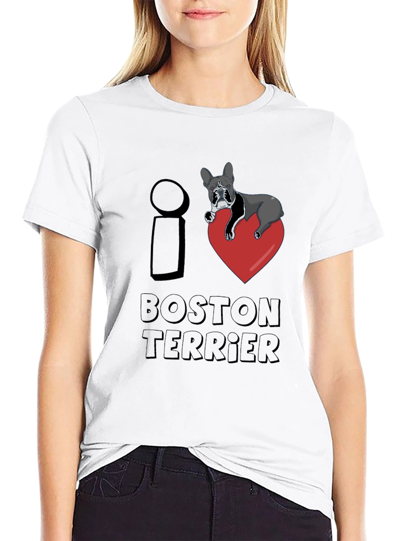 I Love Boston Terrier Black T-Shirt