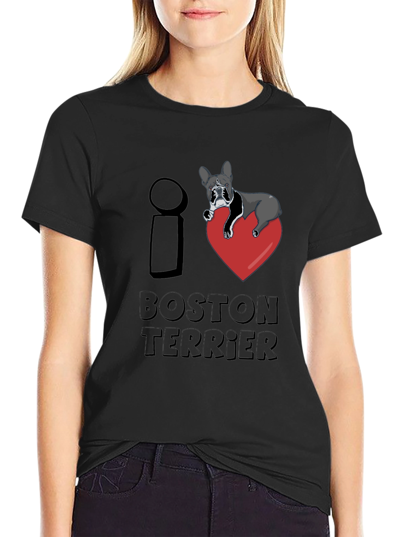 I Love Boston Terrier Black T-Shirt