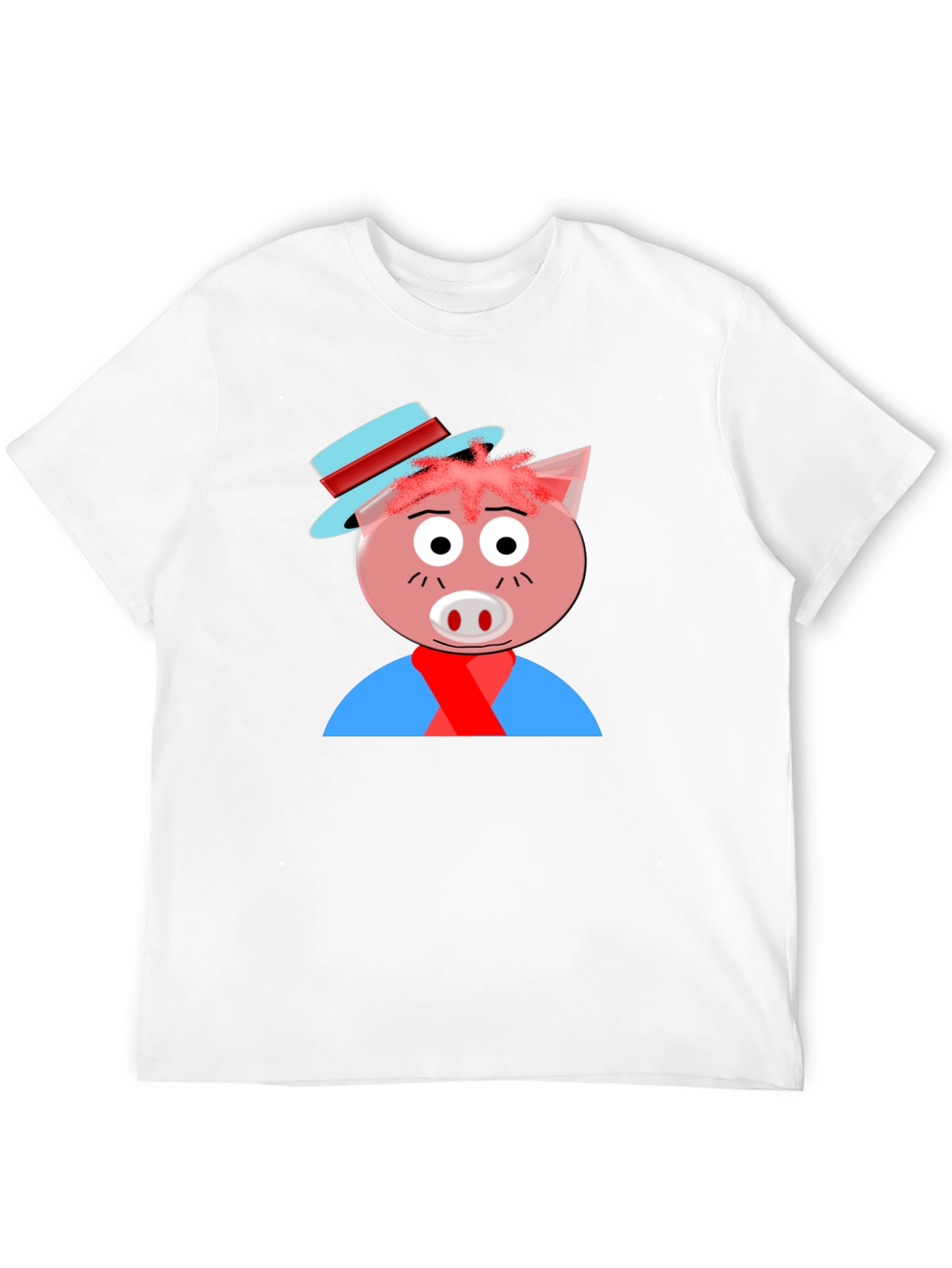 Cartoon Pig Graphic Tee - Black Casual T-Shirt