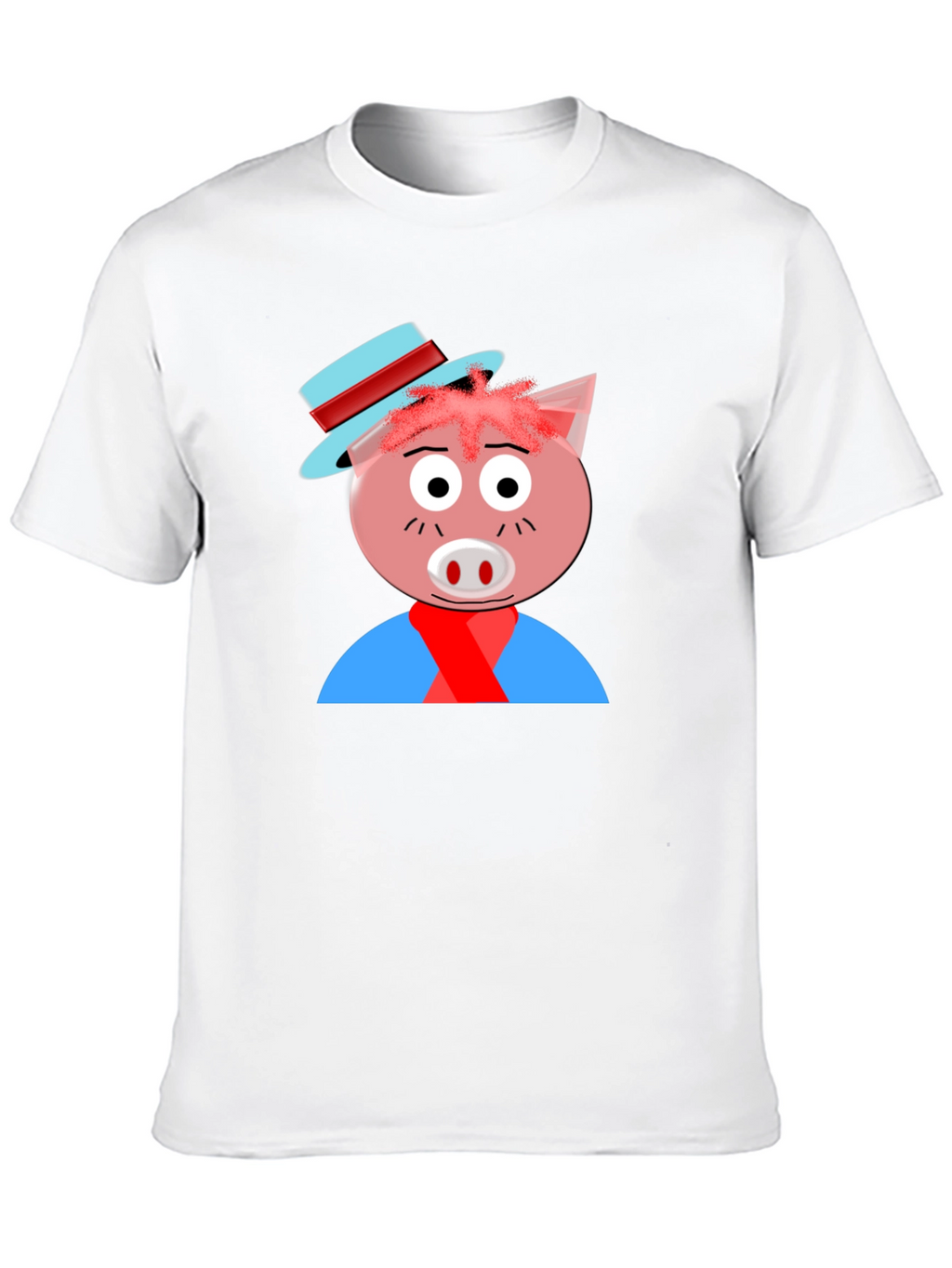 Cartoon Pig Graphic Tee - Black Casual T-Shirt