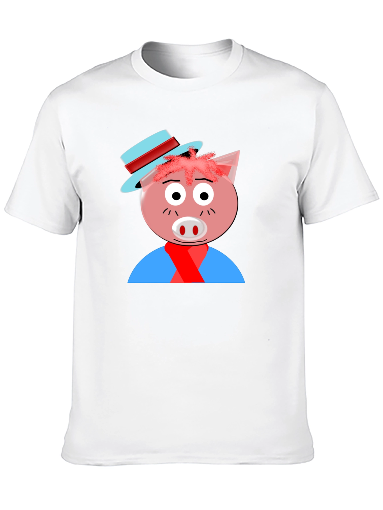 Cartoon Pig Graphic Tee - Black Casual T-Shirt
