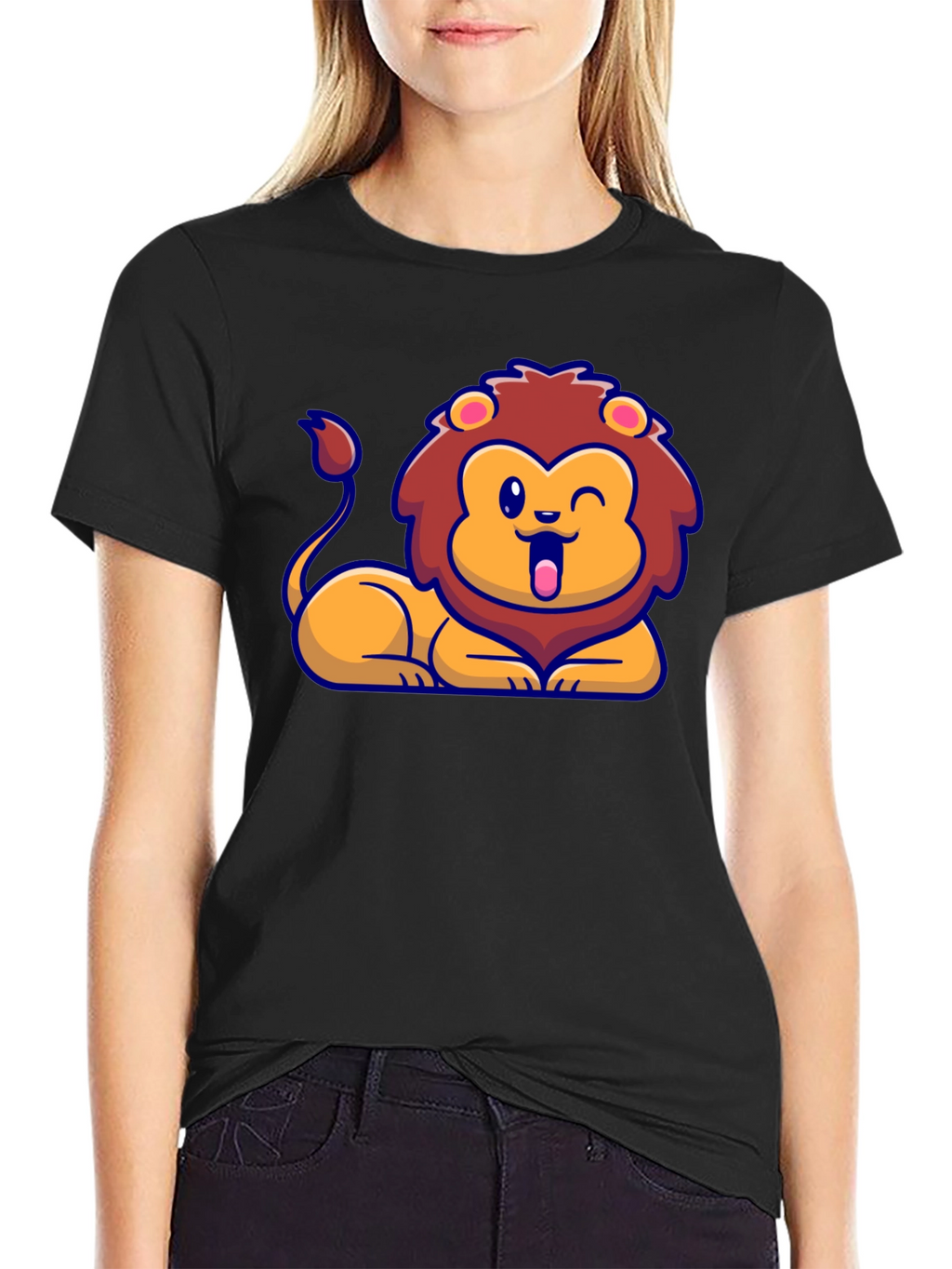 Cartoon Lion Graphic T-Shirt - Soft Cotton Tee