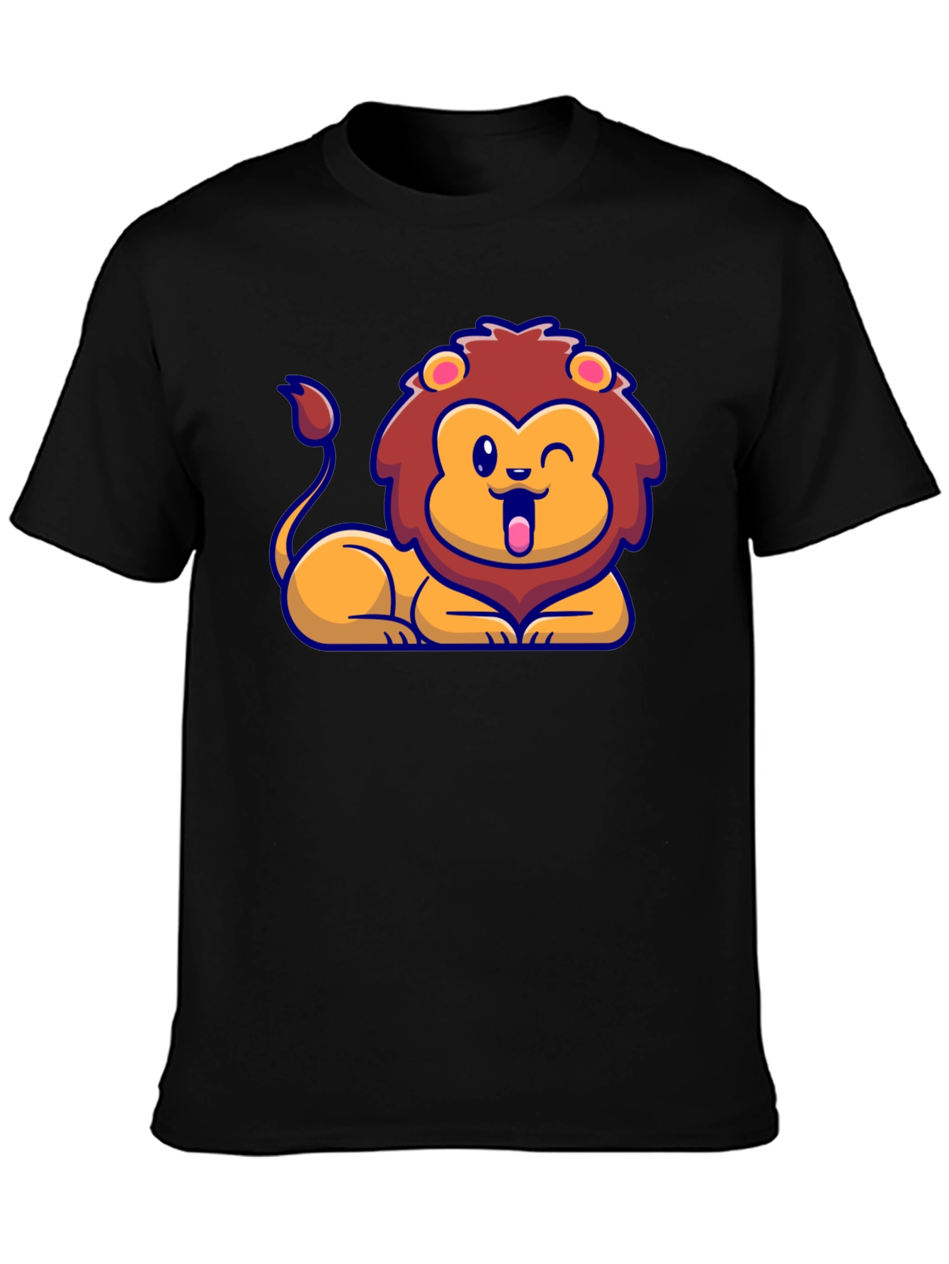 Cartoon Lion Graphic T-Shirt - Soft Cotton Tee