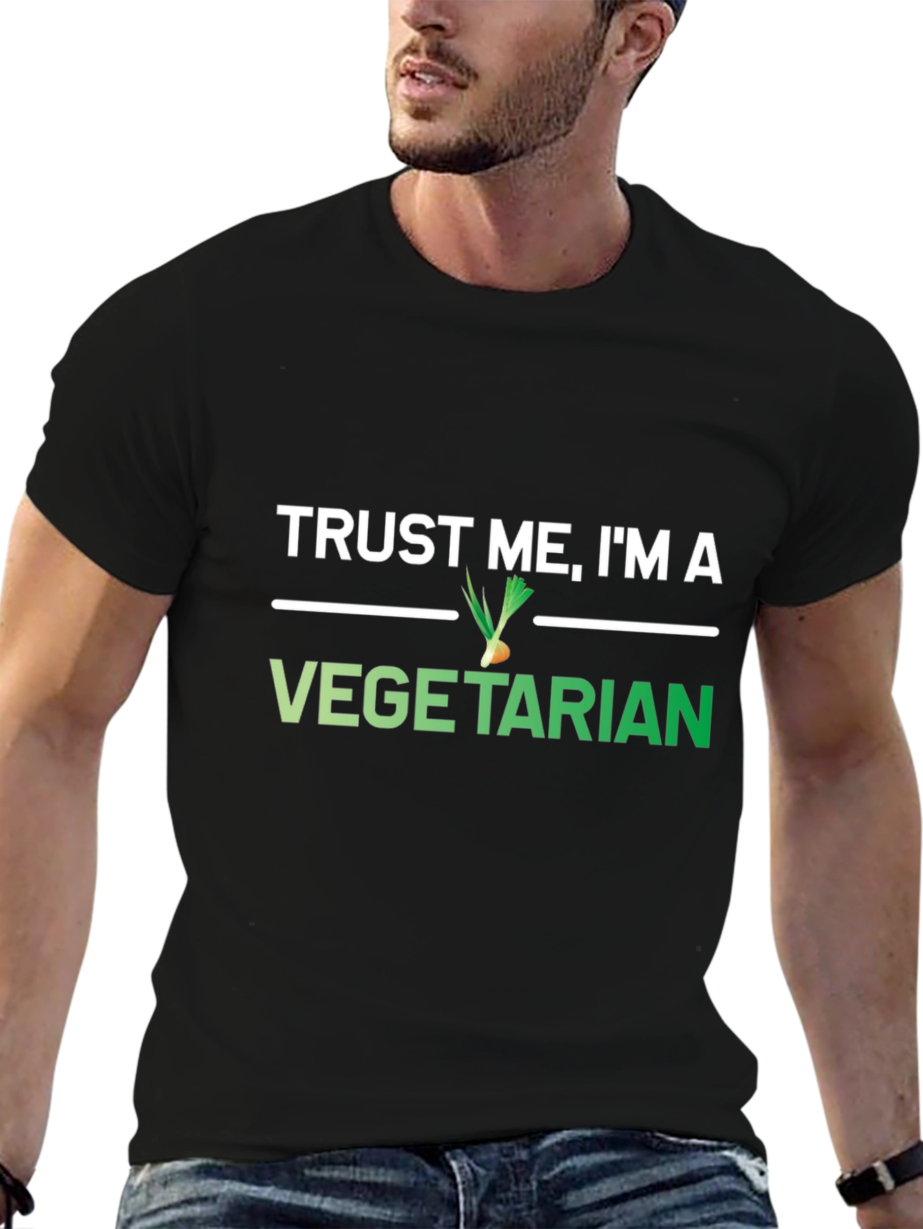 Trust Me Im A Vegetarian Black Graphic T-Shirt