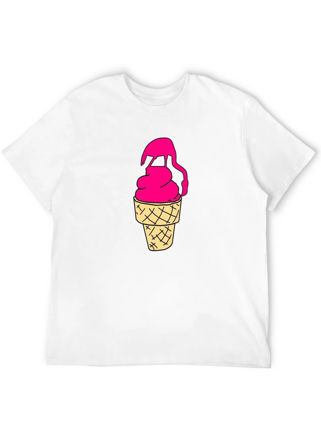 Pink Ice Cream Cone Graphic Black T-Shirt