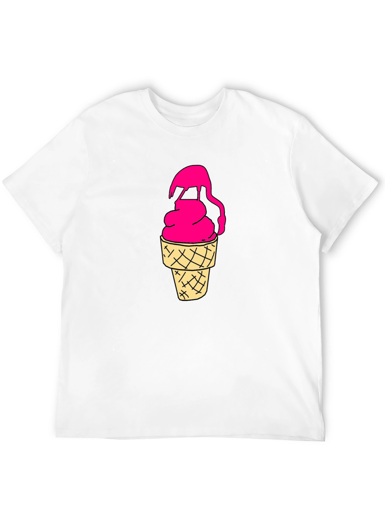 Pink Ice Cream Cone Graphic Black T-Shirt