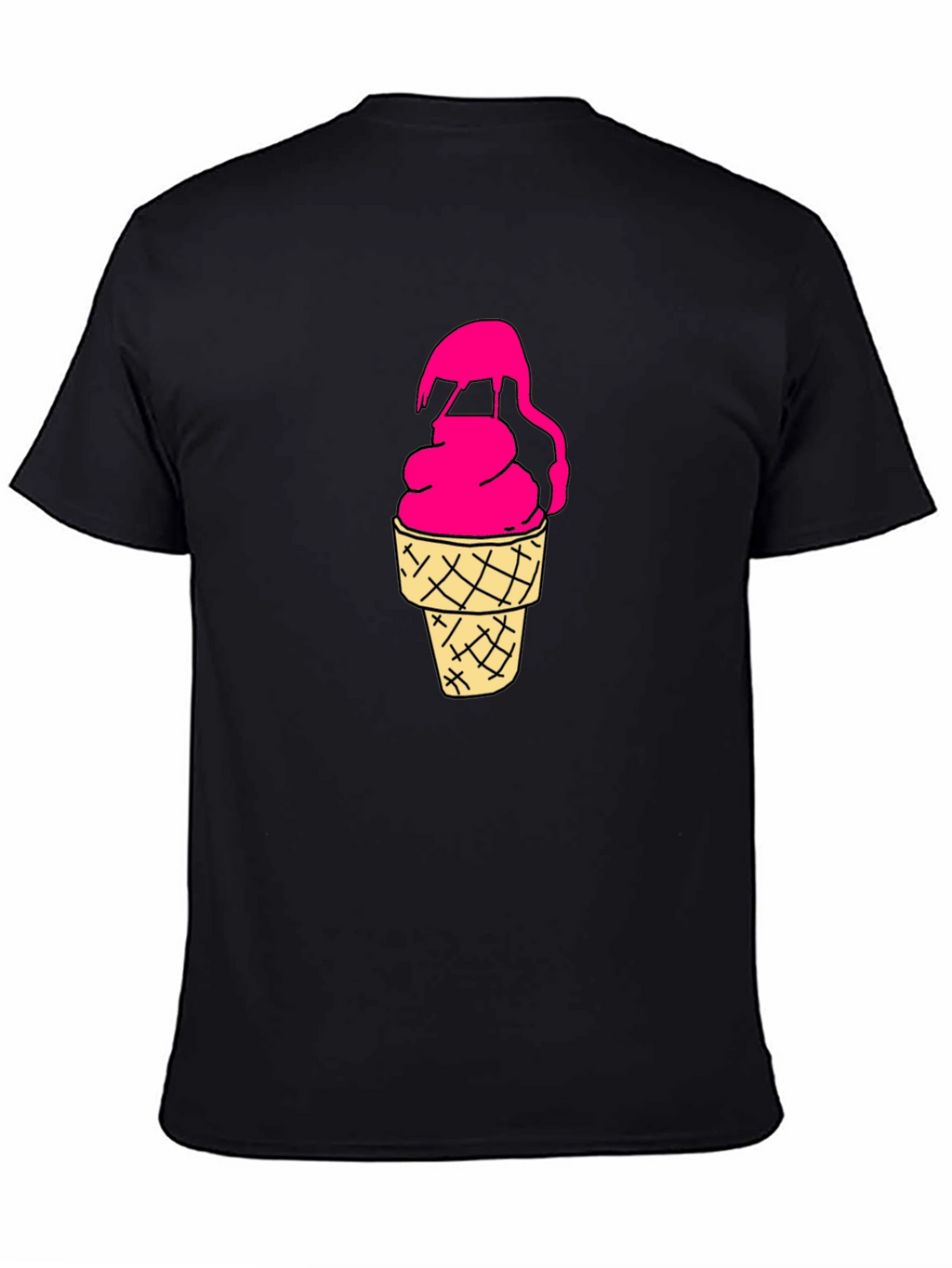 Pink Ice Cream Cone Graphic Black T-Shirt