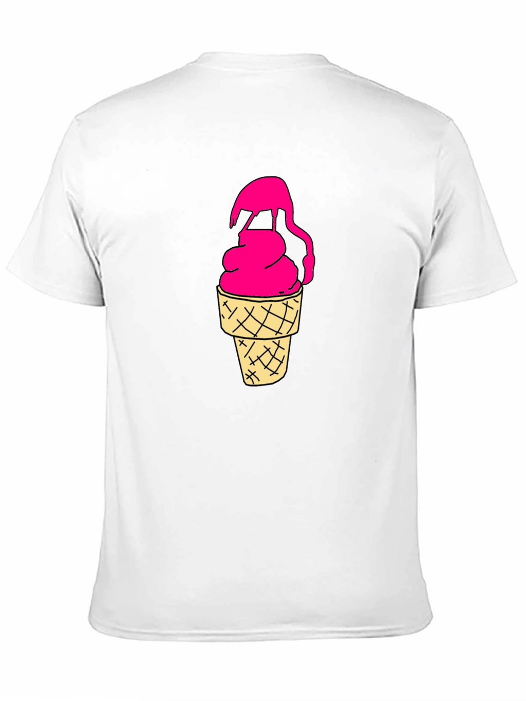 Pink Ice Cream Cone Graphic Black T-Shirt