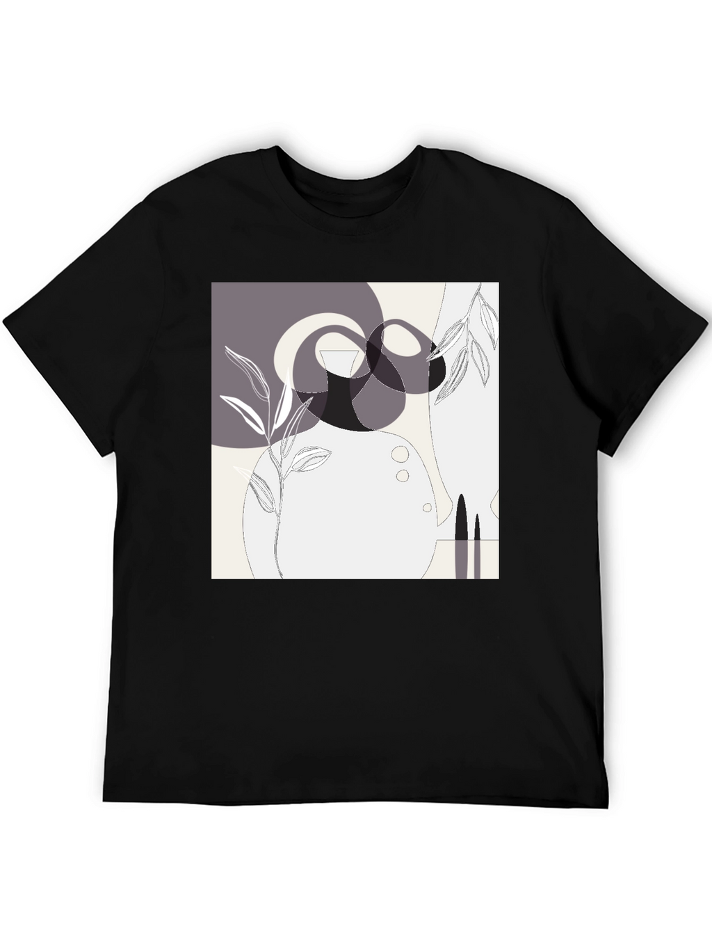 Abstract Geometric Graphic Print Black Tee