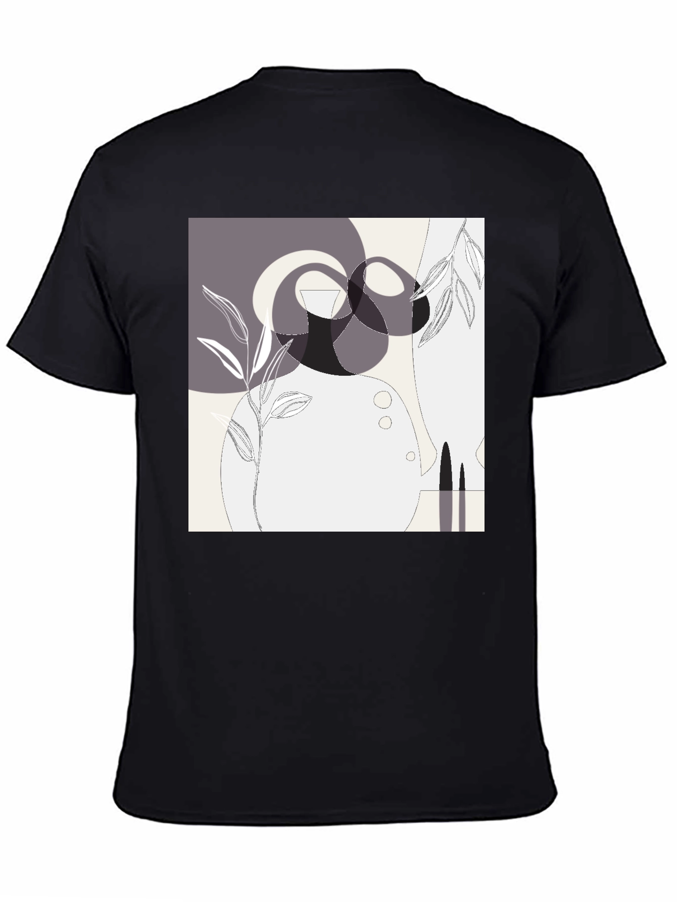 Abstract Geometric Graphic Print Black Tee