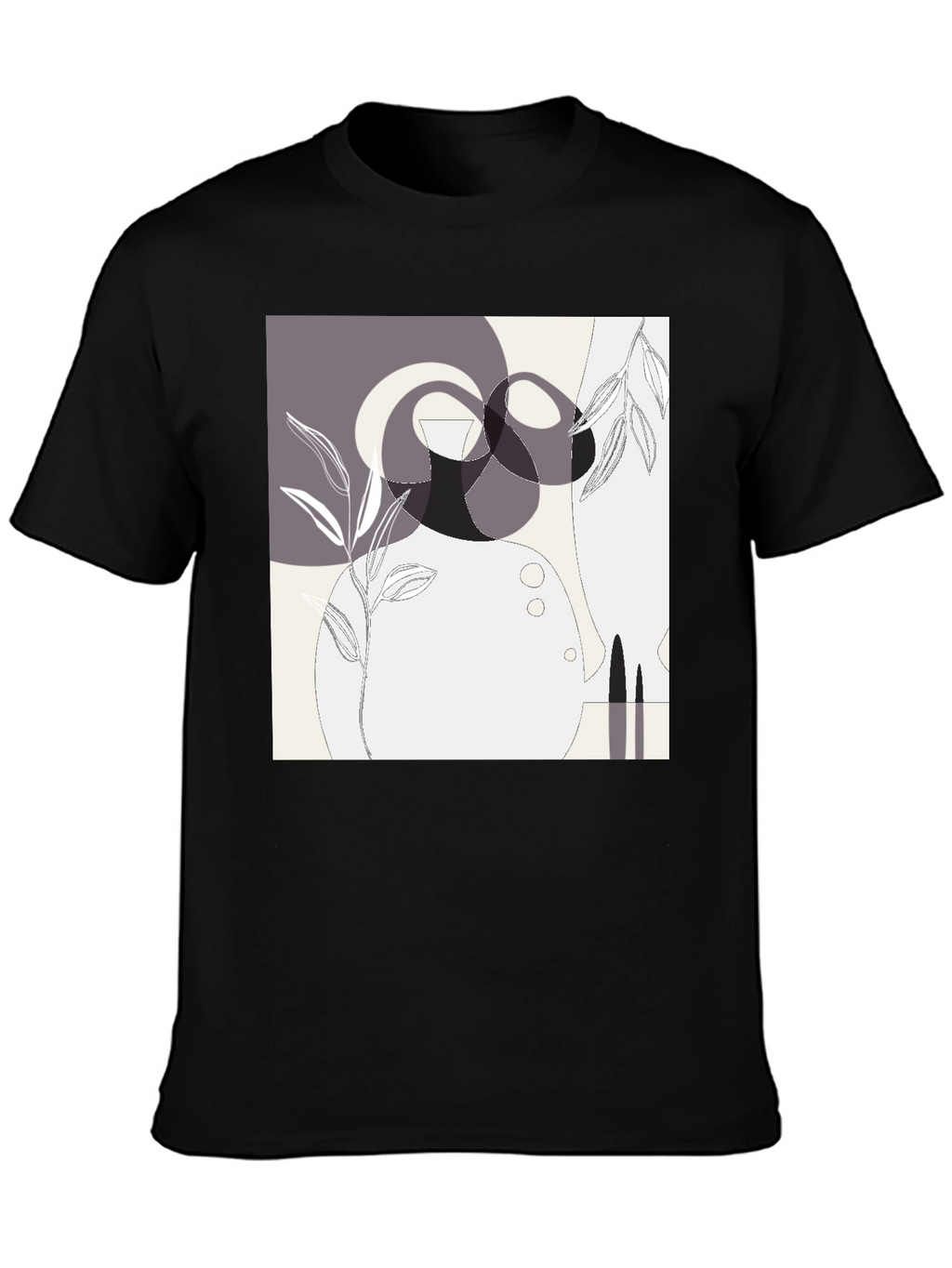 Abstract Geometric Graphic Print Black Tee