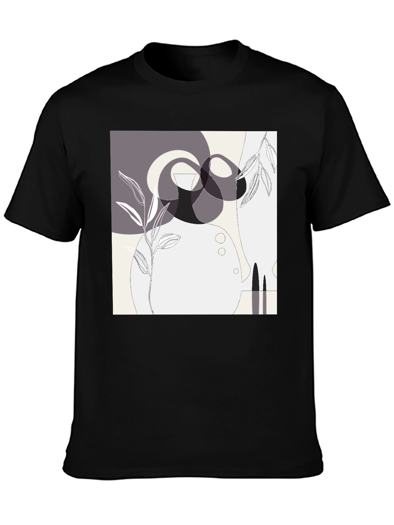 Abstract Geometric Graphic Print Black Tee