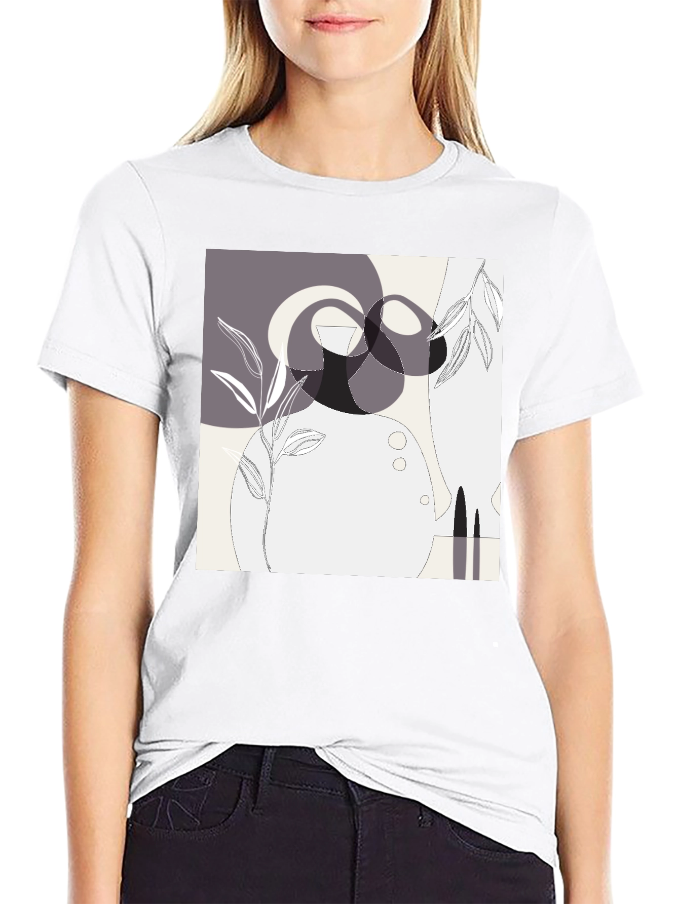 Abstract Geometric Graphic Print Black Tee
