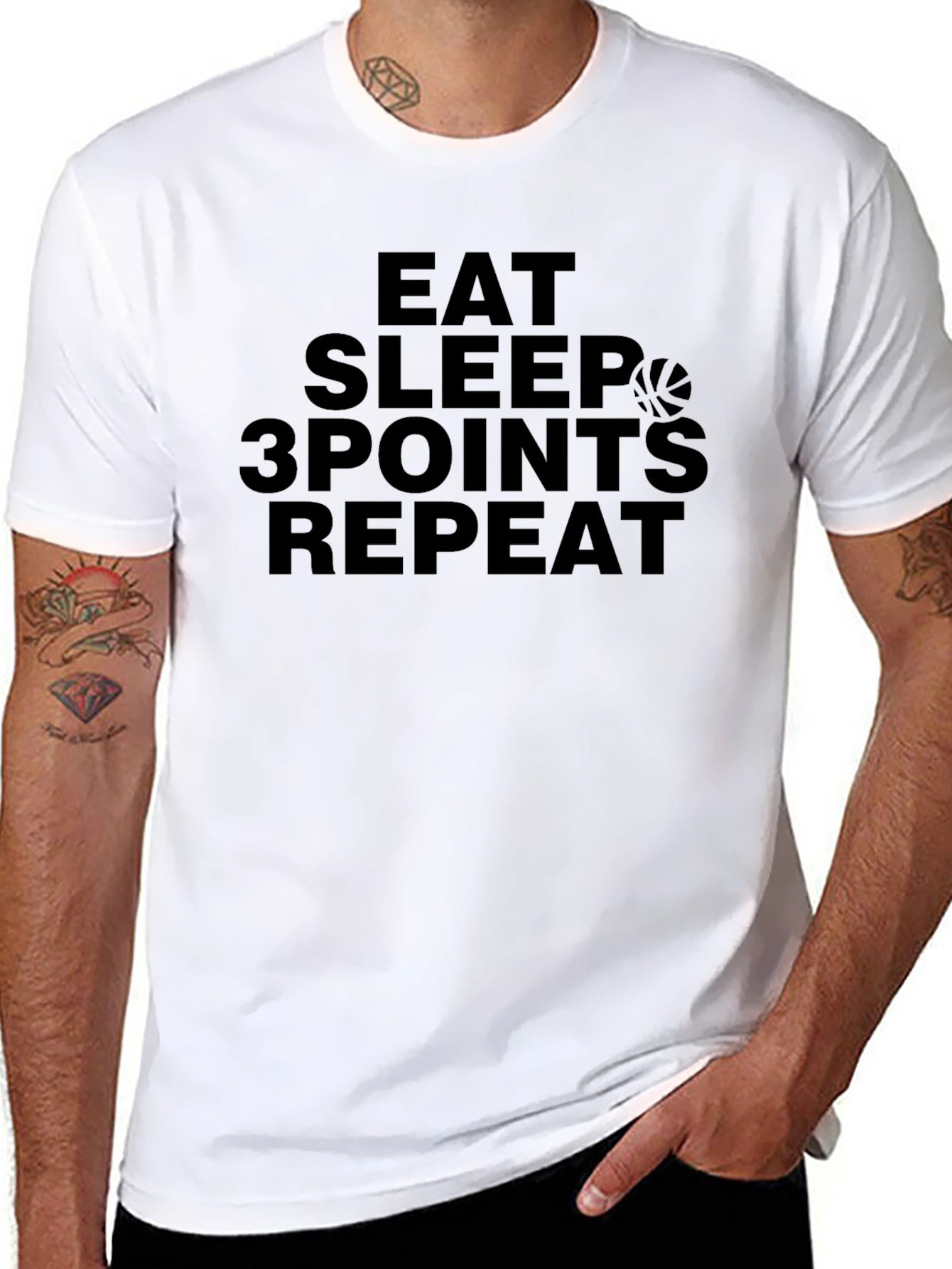 Eat Sleep 3 Points Repeat Black T-Shirt