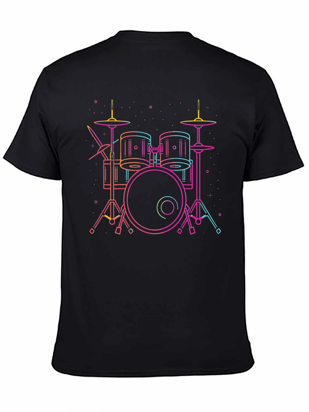 Neon Drum Set Black Tee - Music Lovers Must-Have!