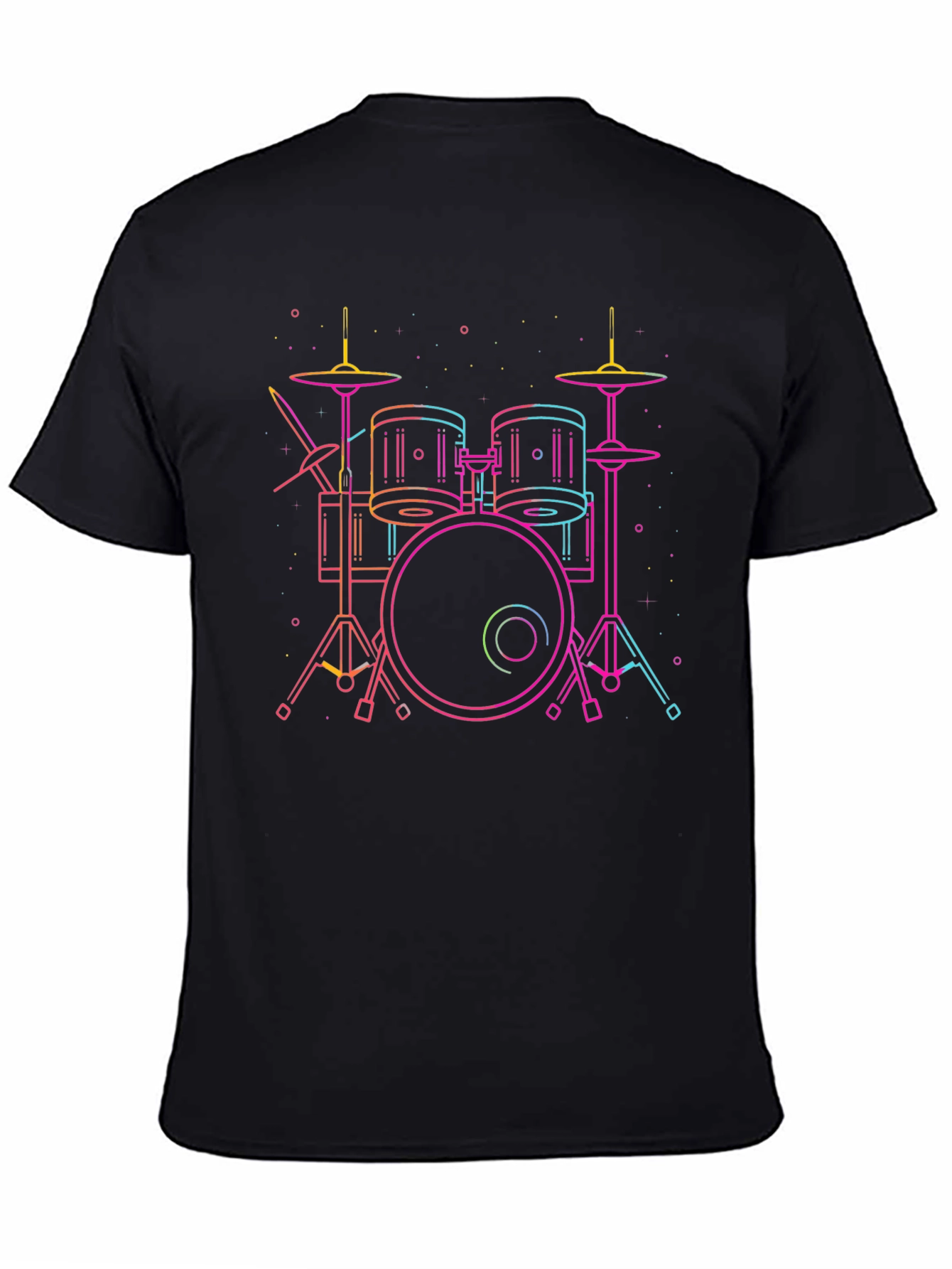 Neon Drum Set Black Tee - Music Lovers Must-Have!