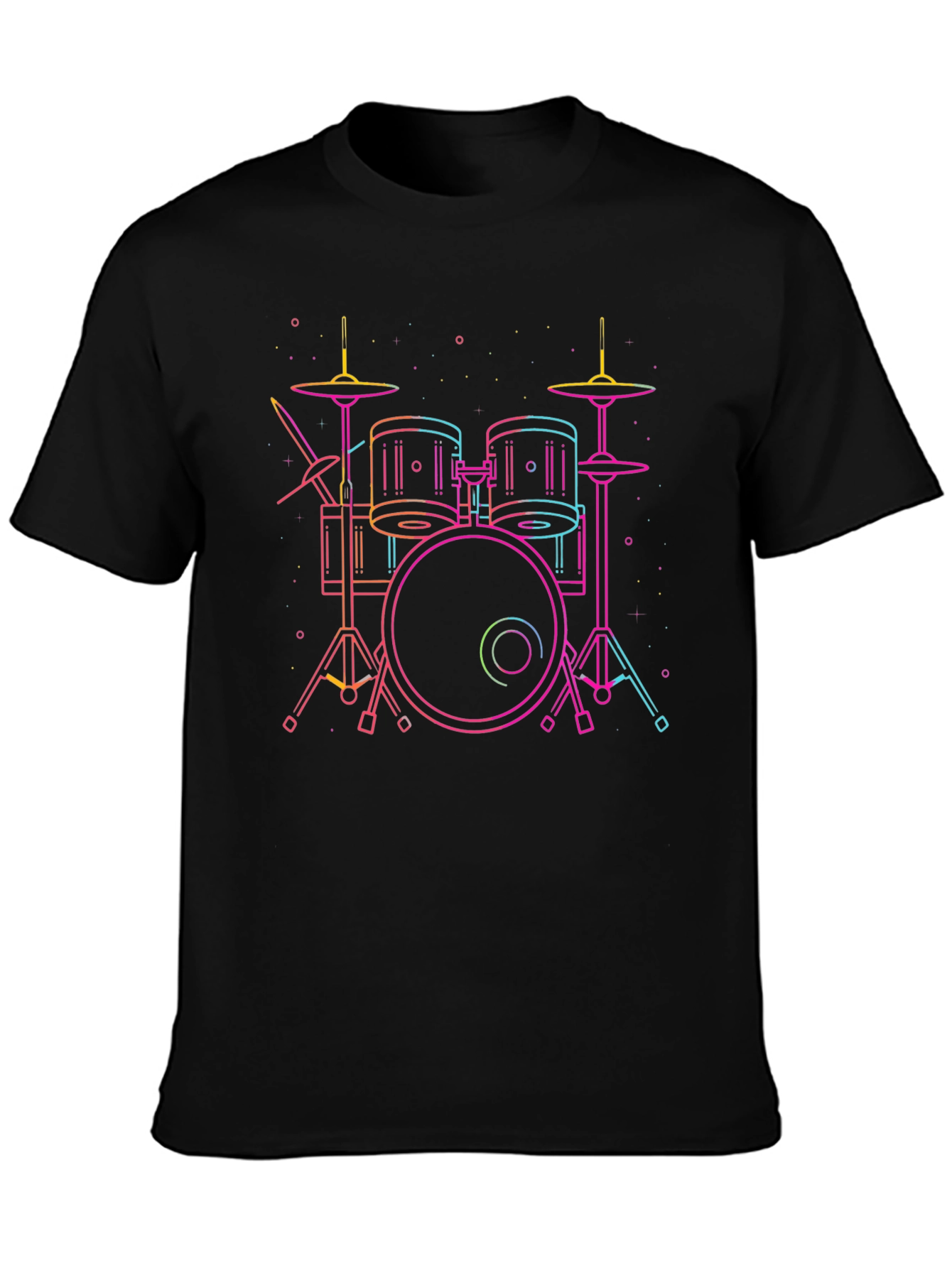 Neon Drum Set Black Tee - Music Lovers Must-Have!