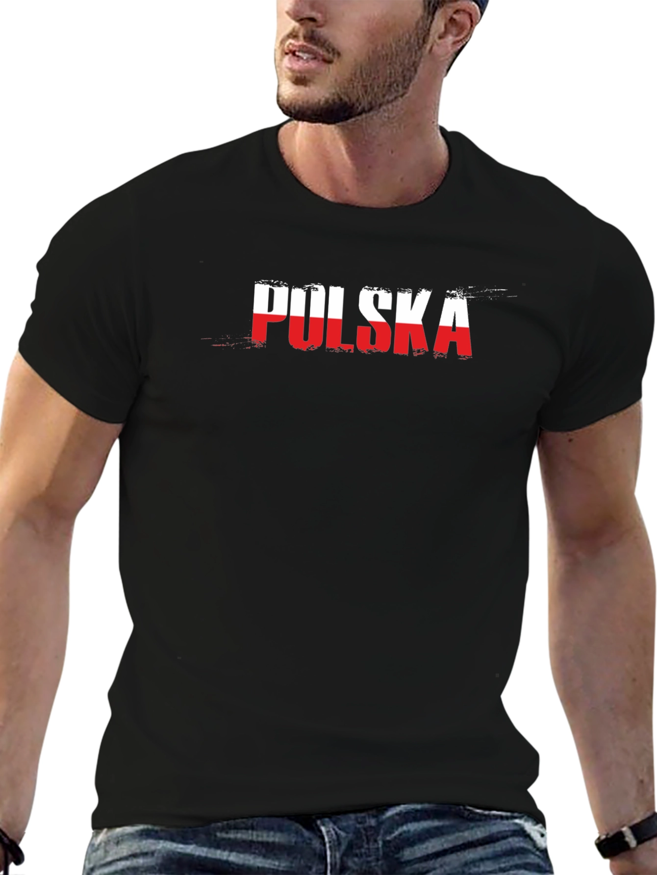 Polska Flag Graphic T-Shirt - Black