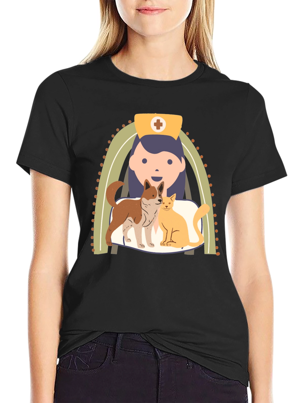 Veterinarian Nurse Cartoon T-Shirt