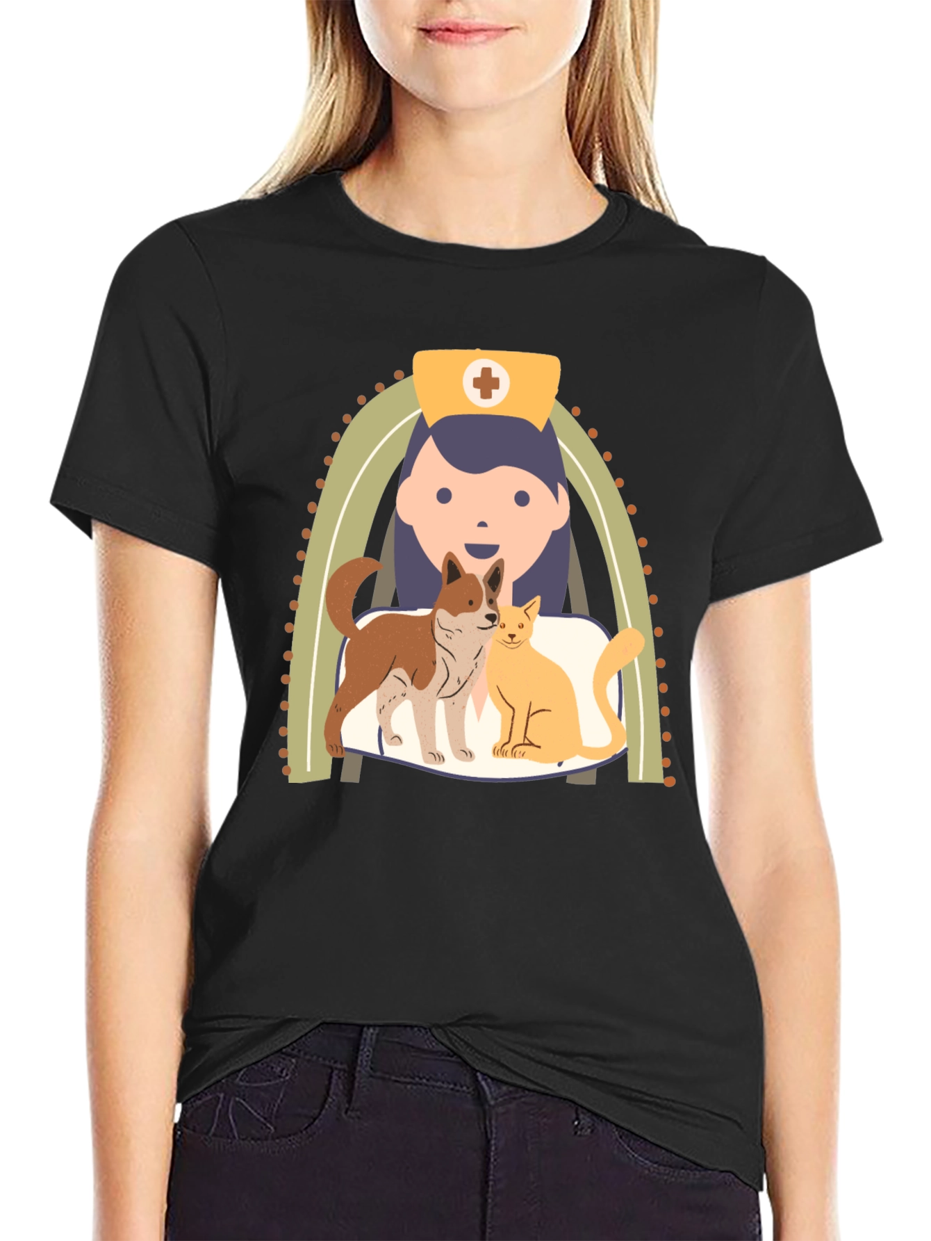 Veterinarian Nurse Cartoon T-Shirt