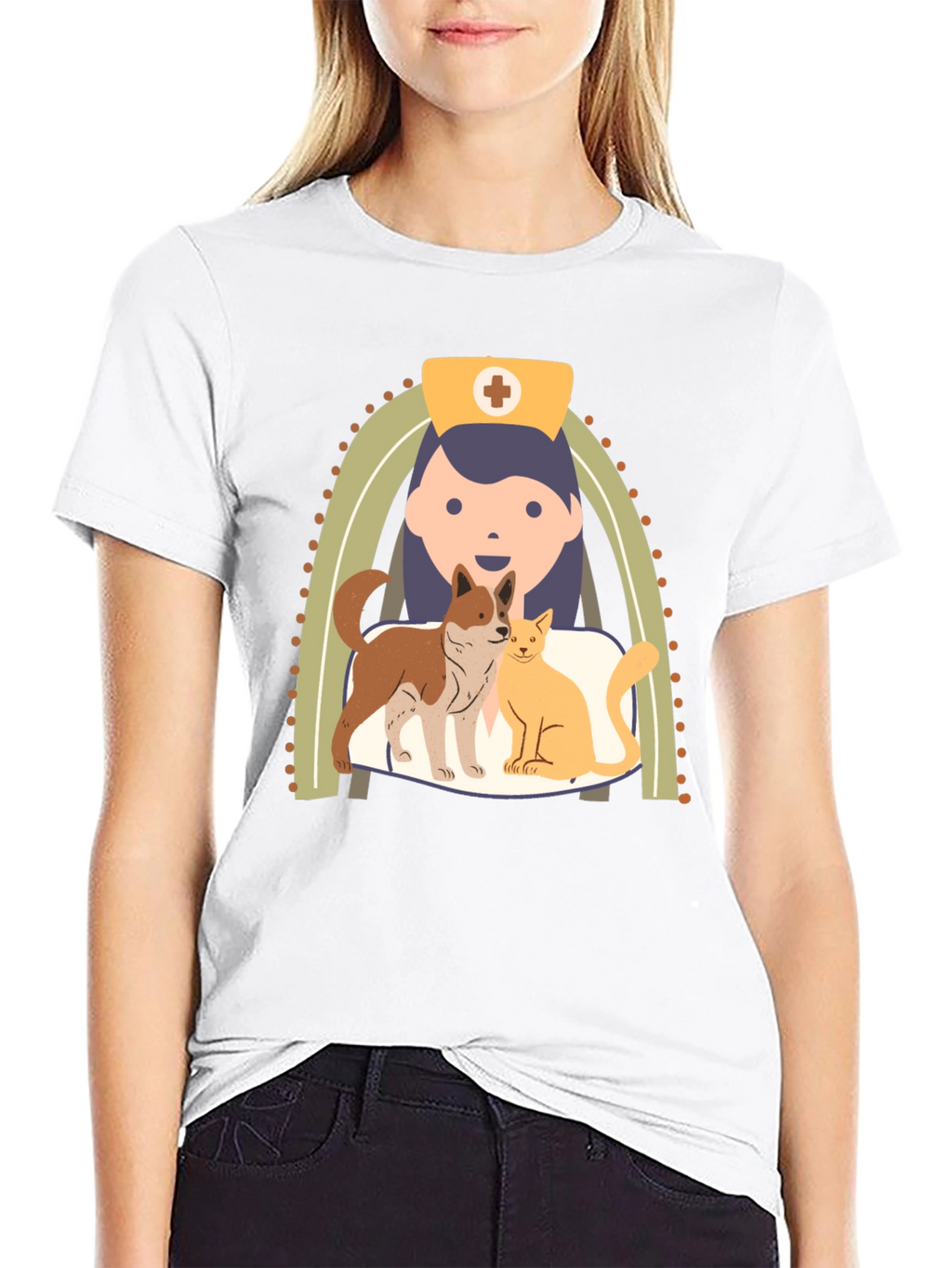 Veterinarian Nurse Cartoon T-Shirt