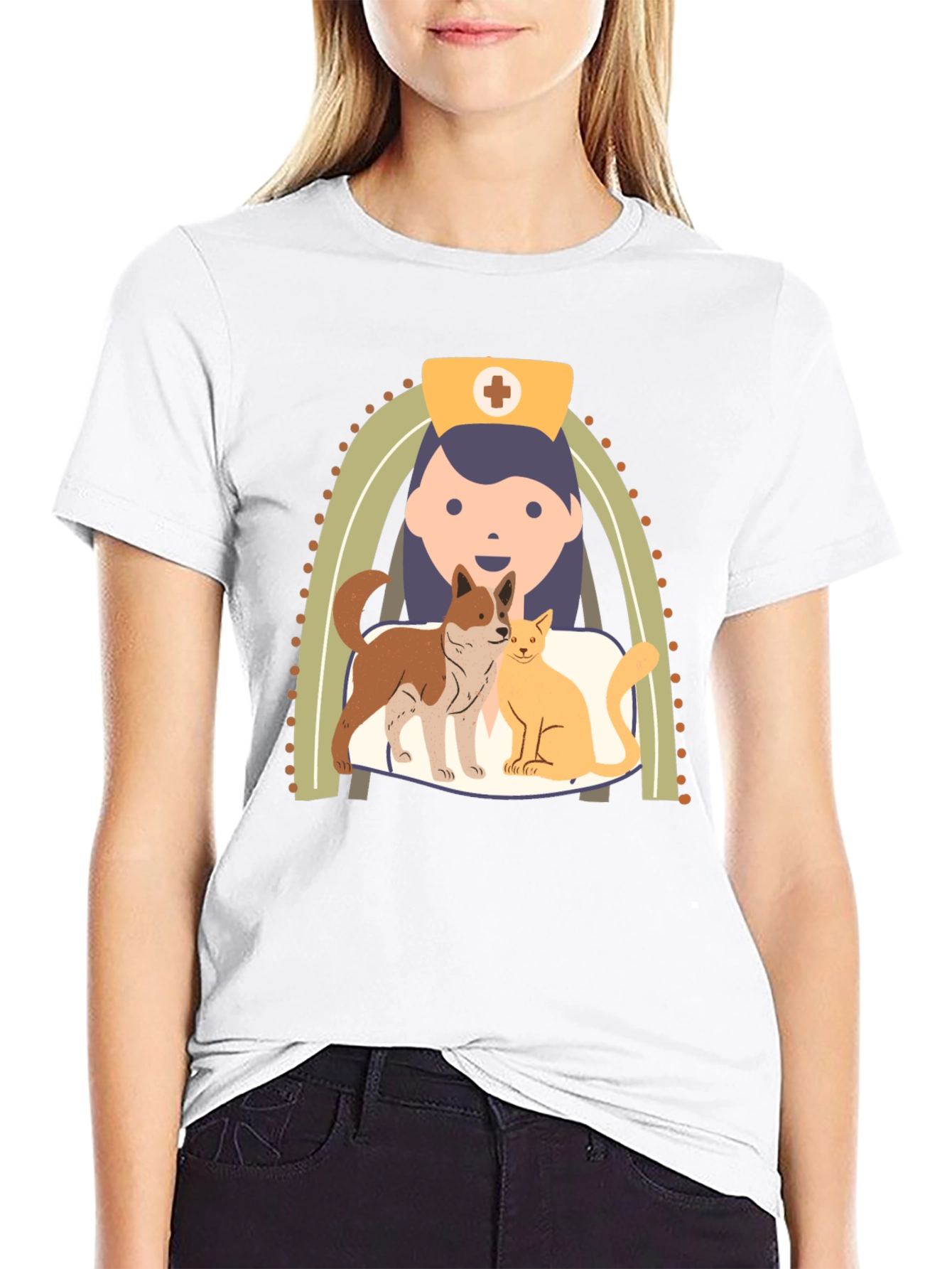 Veterinarian Nurse Cartoon T-Shirt