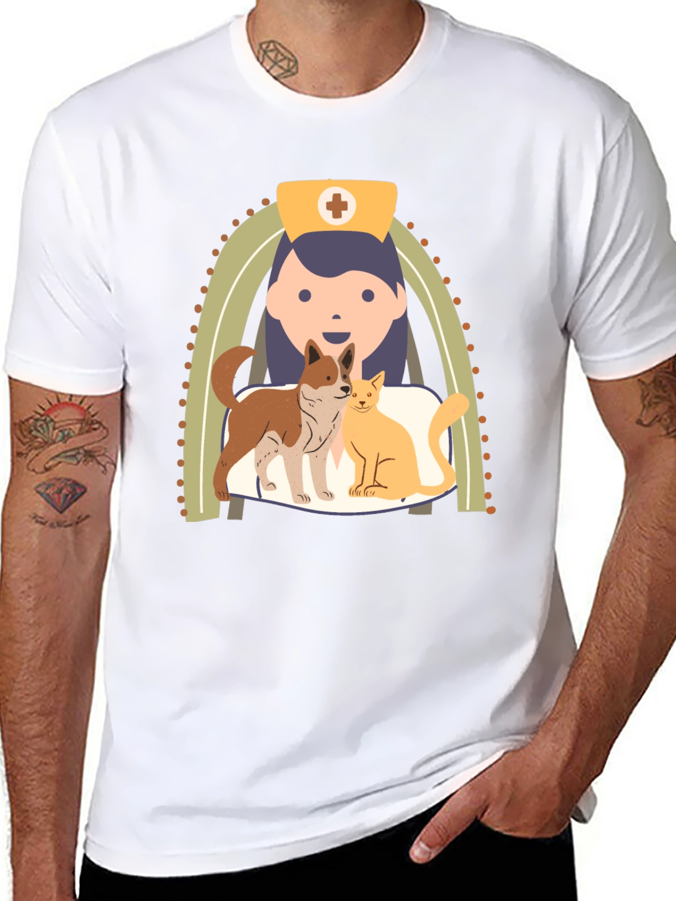 Veterinarian Nurse Cartoon T-Shirt