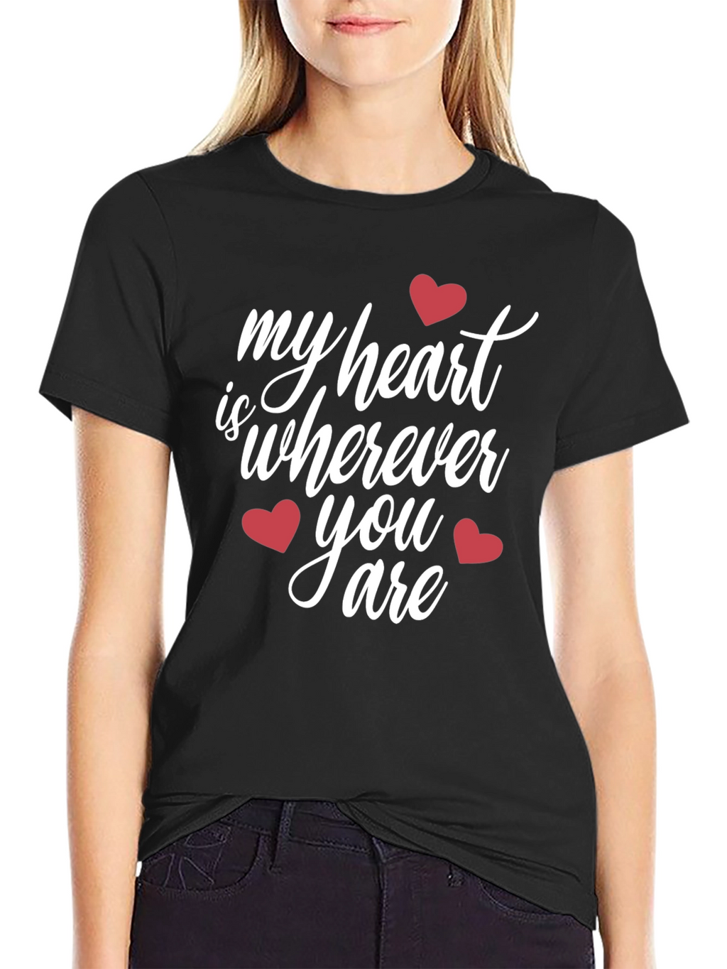 Heartfelt Black T-Shirt: My Heart Is Wherever You Are